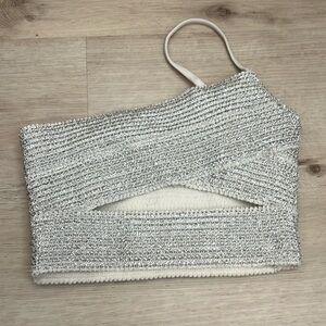 One shoulder cut out sparkly crop top! Size xs and its fitted